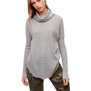 Babaton The Group Grey Waffle‎ Knit Cowl Neck Cotton Blend Sweater Size Large